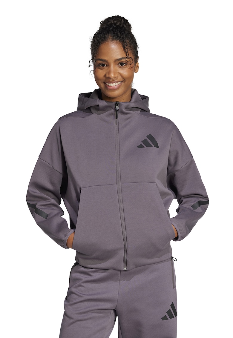Худи Z.N.E. с паднали ръкави и скосени джобове - Бледовиолетов adidas Sportswear