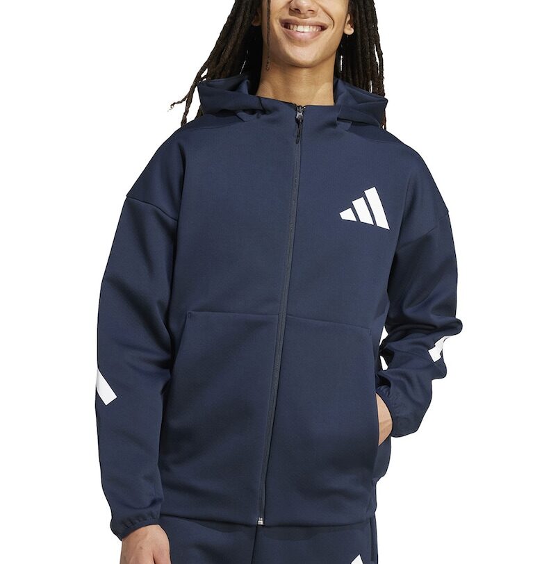 Худи Z.N.E. с цип - Бял/Тъмносин adidas Sportswear