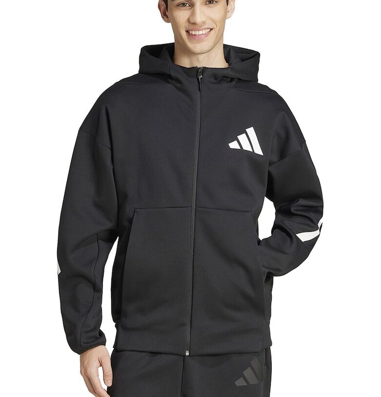 Худи Z.N.E. с цип - Бял/Черен adidas Sportswear