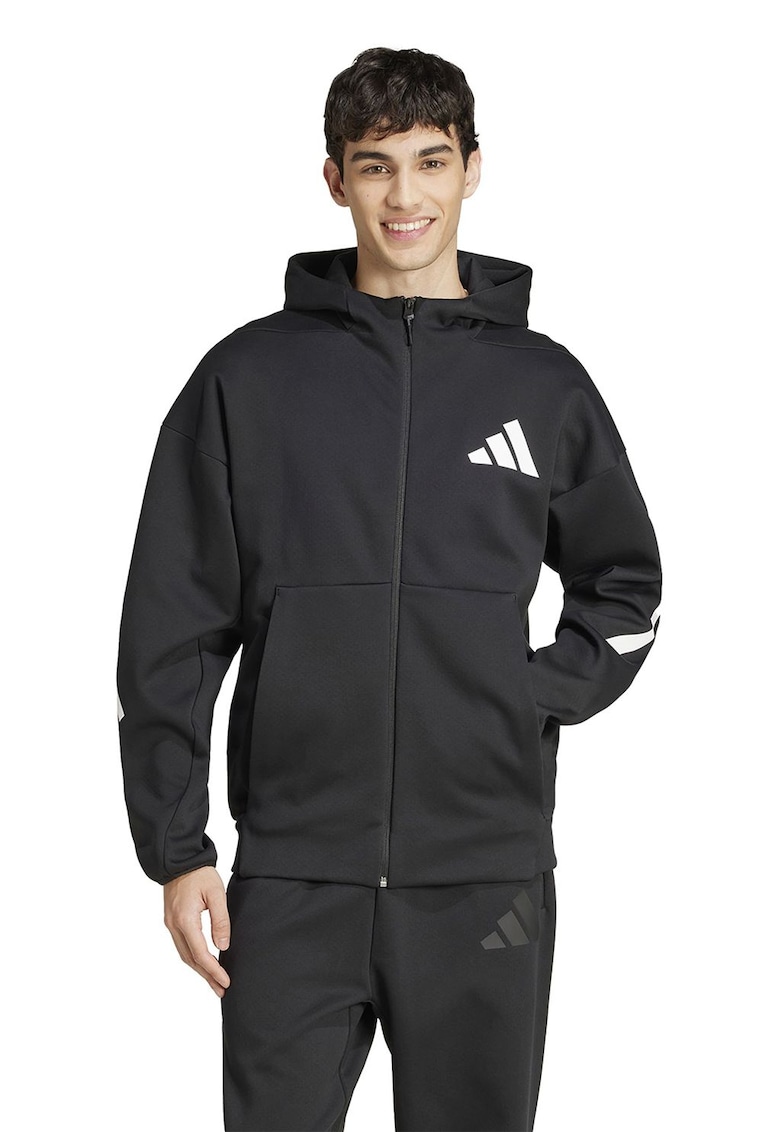 Худи Z.N.E. с цип - Бял/Черен adidas Sportswear