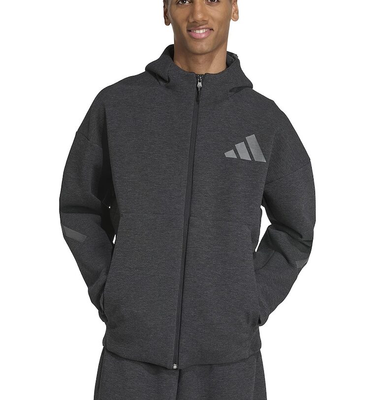 Худи Z.N.E. с цип - Меланж тъмно сиво adidas Sportswear