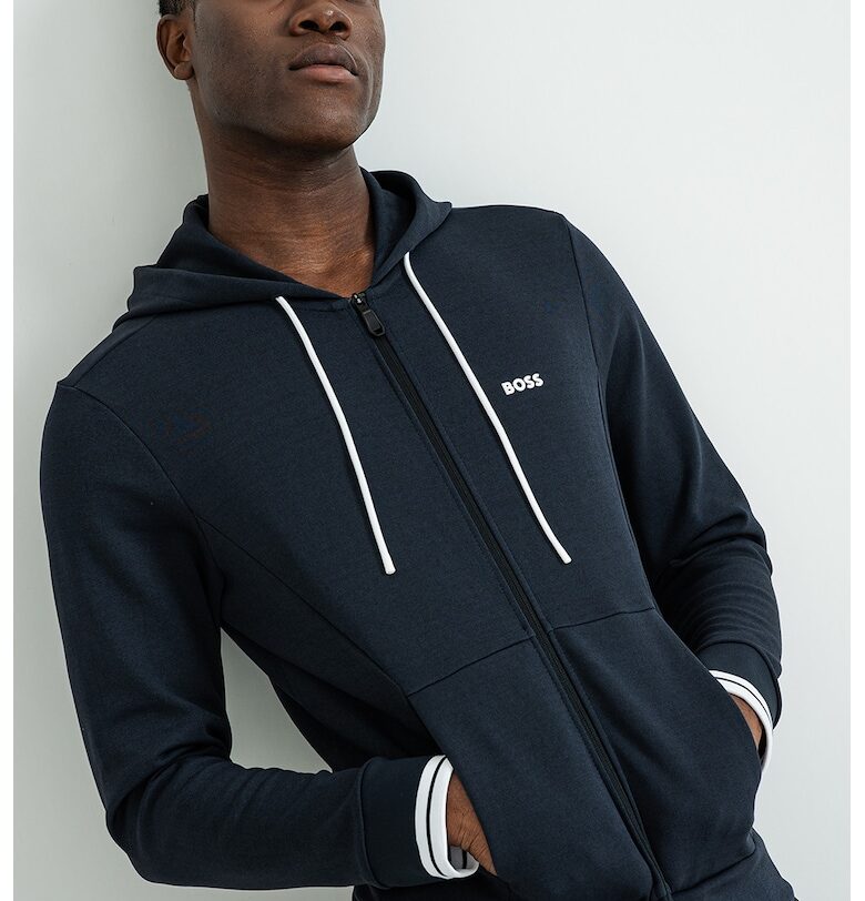 Худи Zone с цип - Тъмносин/Бял BOSS