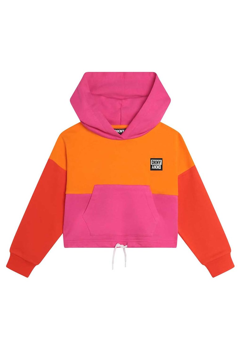 Худи в два цвята с джоб кенгуру - Мандарина/Розово DKNY