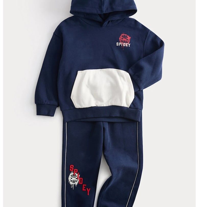 Худи и спортен панталон с памук - Червен/Бял/Тъмносин Marks  Spencer