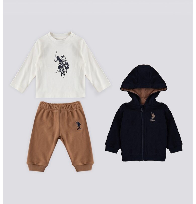 Худи на лога - блуза и спортен панталон - Крем/Тъмносин/Тъмножълт US Polo Assn