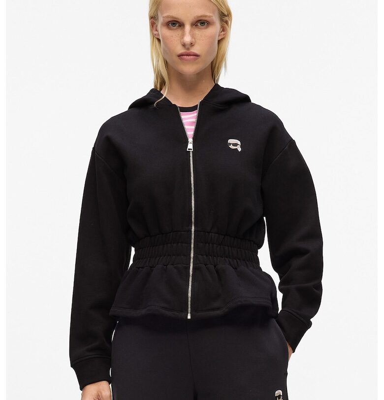 Худи от органичен памук с еластична талия - Черен Karl Lagerfeld