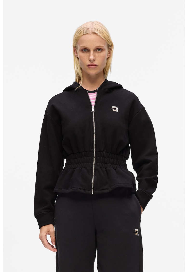 Худи от органичен памук с еластична талия - Черен Karl Lagerfeld