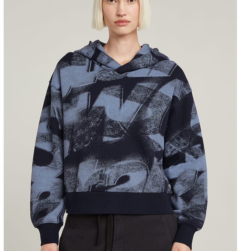 Худи от органичен памук с лого - Син G-STAR