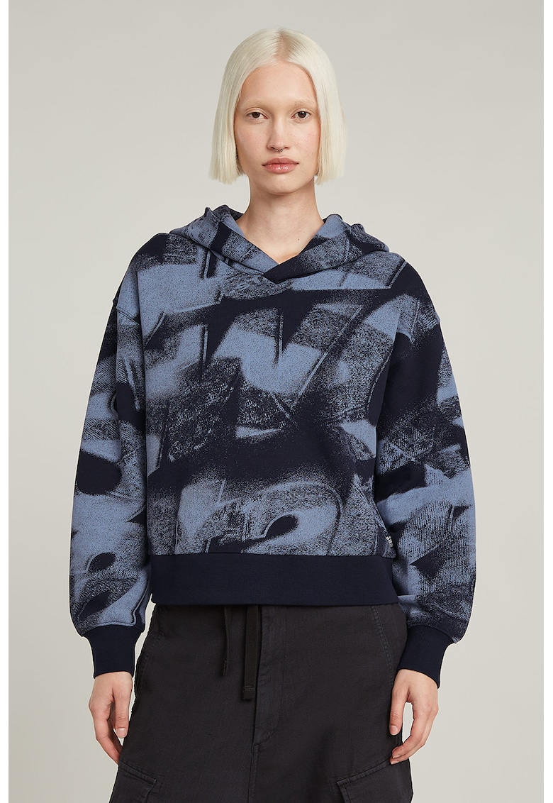 Худи от органичен памук с лого - Син G-STAR