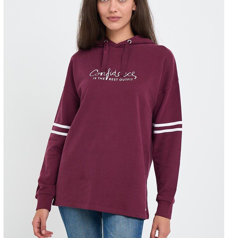 Худи от памук с надпис и паднали ръкави - Бял/Тъмновиолетов Lee Cooper