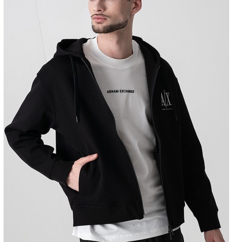 Худи с бродирано лого - Черен ARMANI EXCHANGE