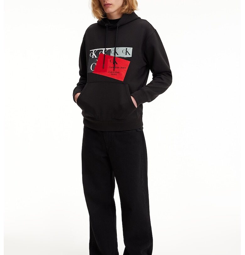 Худи с връзка и лого - Червен/Черен CALVIN KLEIN JEANS