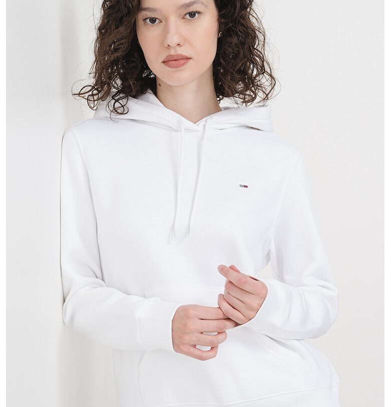 Худи с джоб кенгуру - Бял Tommy Jeans