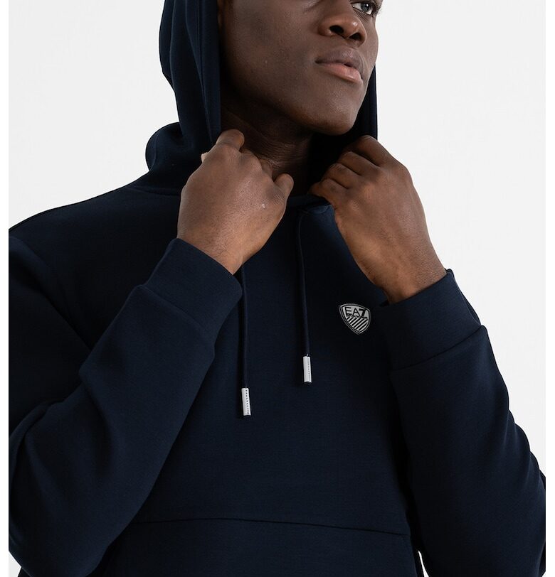 Худи с джоб кенгуру - Тъмносин EA7