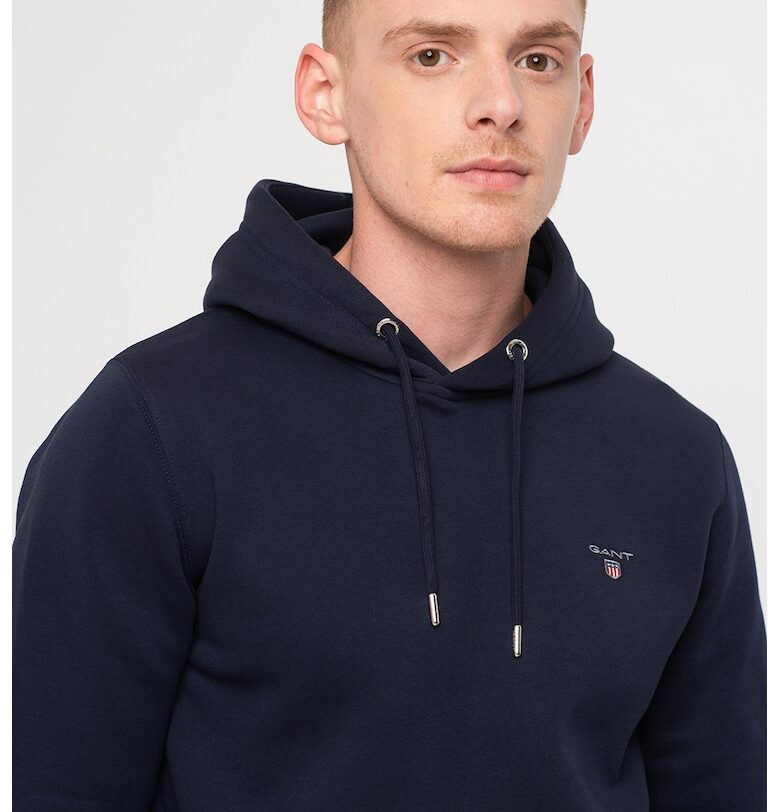 Худи с джоб кенгуру - Тъмносин Gant