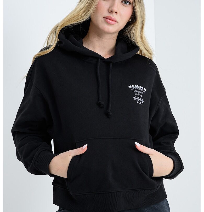 Худи с джоб кенгуру - Черен Tommy Jeans