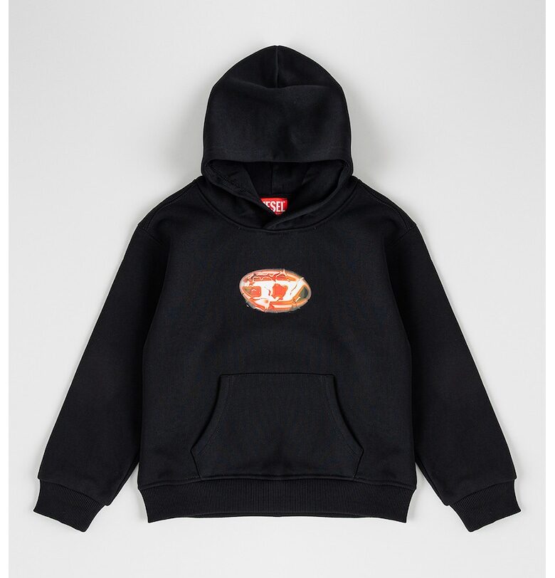 Худи с джоб кенгуру - Черен/Керемидено червено Diesel