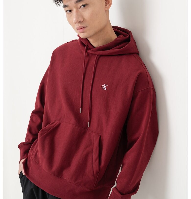 Худи с джоб кенгуру и връзки - Бордо CALVIN KLEIN JEANS