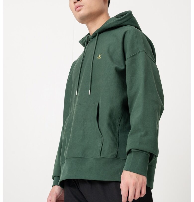 Худи с джоб кенгуру и връзки - Тъмнозелен CALVIN KLEIN JEANS