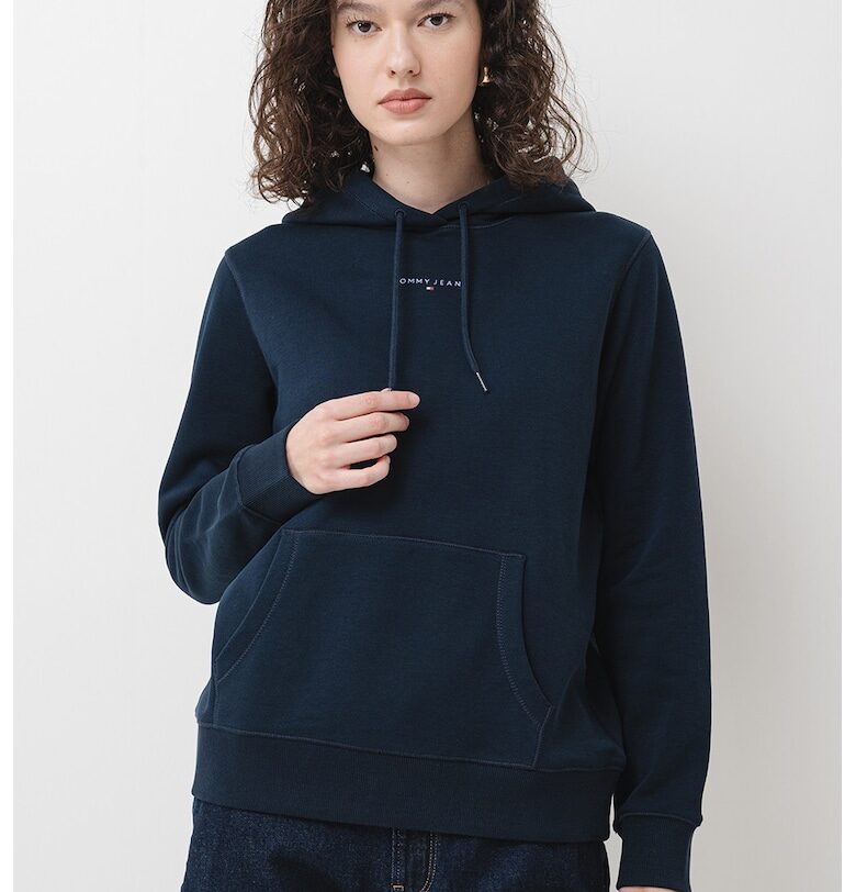 Худи с джоб кенгуру и лого - Тъмносин Tommy Jeans