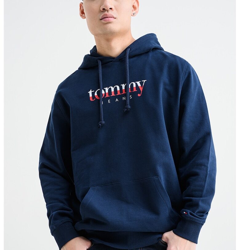 Худи с джоб кенгуру и лого - Тъмносин Tommy Jeans