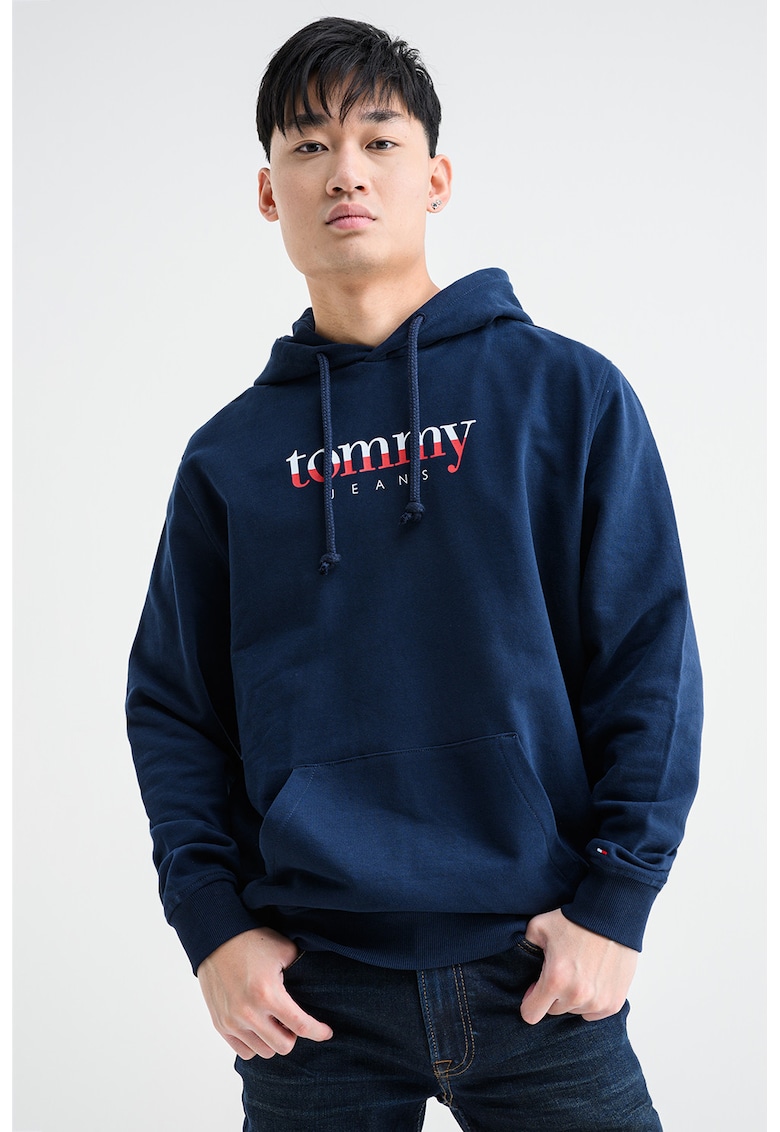 Худи с джоб кенгуру и лого - Тъмносин Tommy Jeans