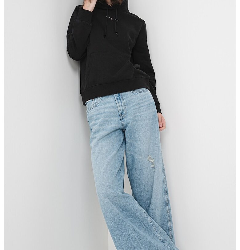 Худи с джоб кенгуру и лого - Черен Tommy Jeans