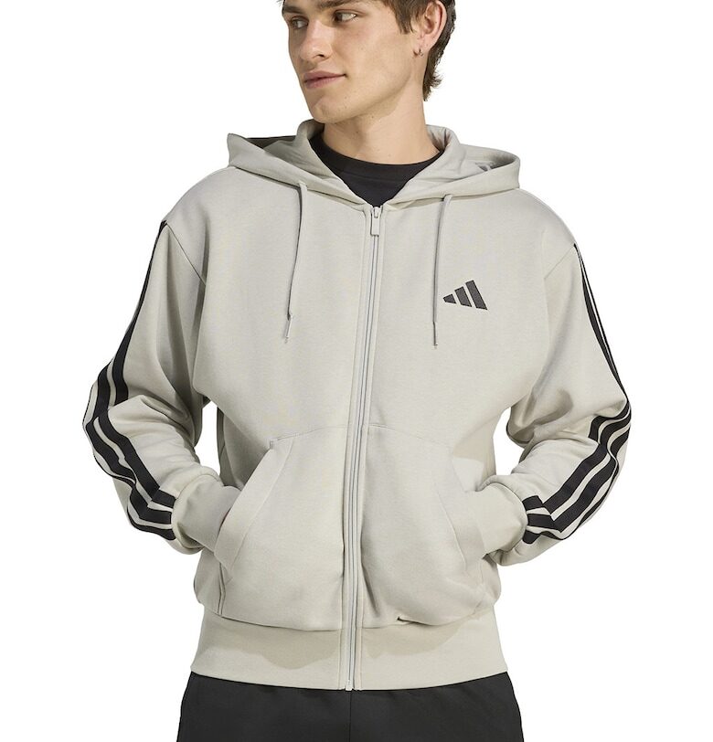 Худи с джобове отпред и цип - Черен/Бежов adidas Sportswear