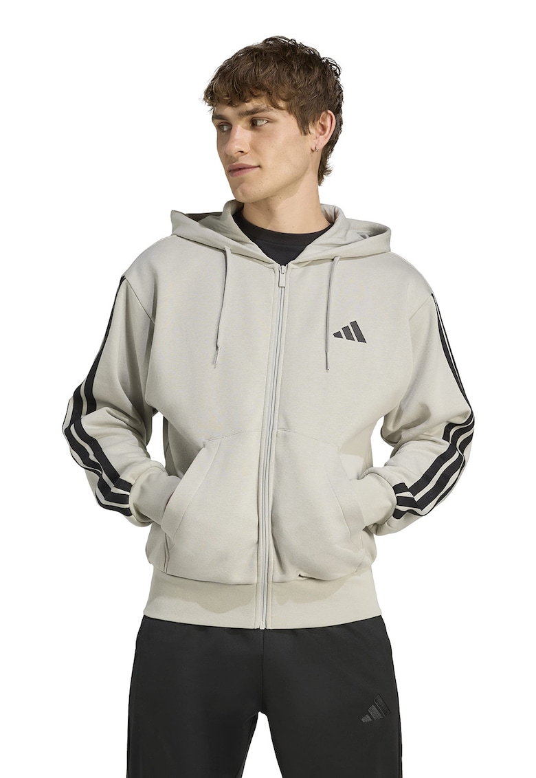 Худи с джобове отпред и цип - Черен/Бежов adidas Sportswear