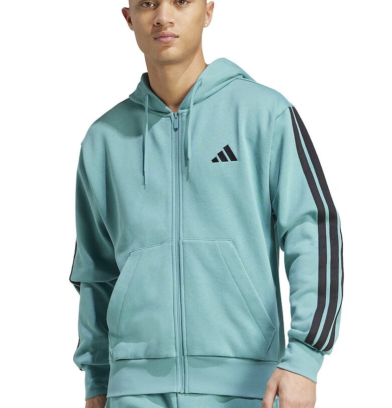 Худи с джобове отпред и цип - Черен/Тюркоаз adidas Sportswear