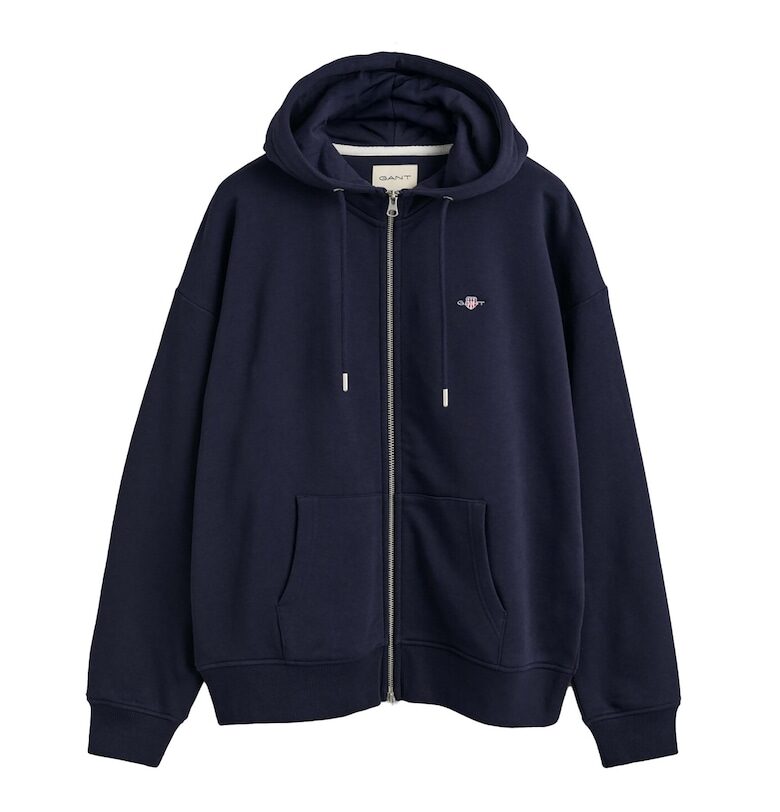 Худи с дълги ръкави и цип - Син Gant