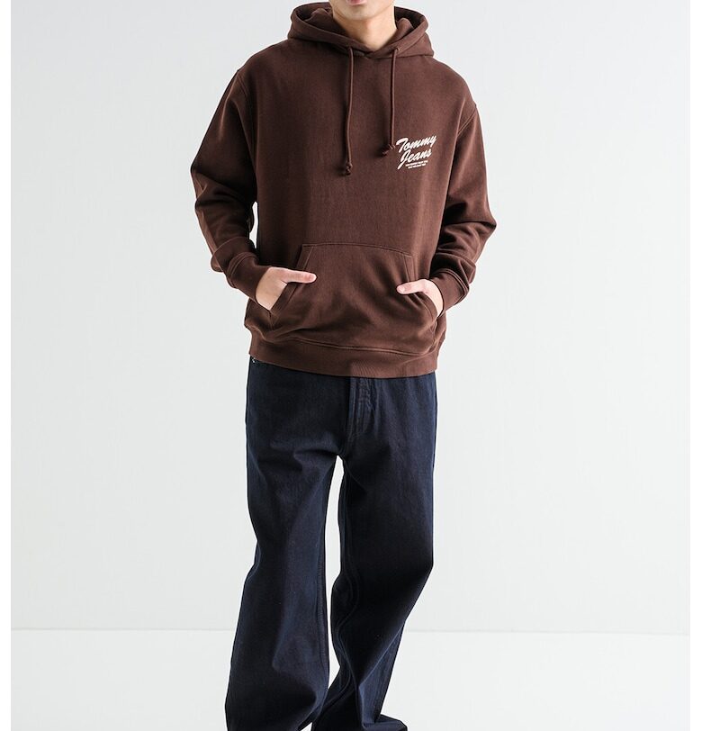 Худи с контрастен принт - Слонова кост/Кафяв Tommy Jeans