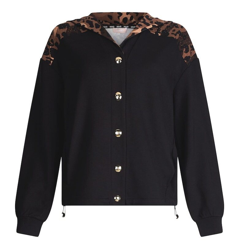 Худи с копчета и животински принт - Черен/Кафяв Liu Jo