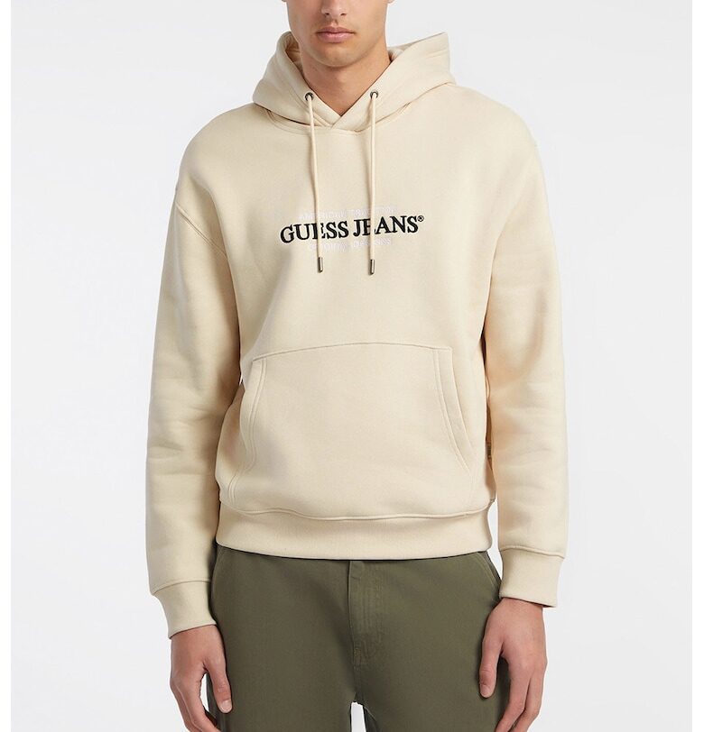 Худи с лого - Черен/Крем GUESS JEANS