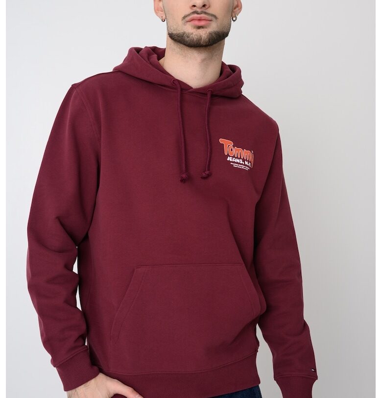 Худи с лого и джоб кенгуру - Бордо Tommy Jeans