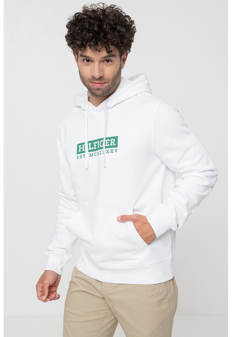Худи с лого и джоб кенгуру - Зелен/Бял Tommy Hilfiger