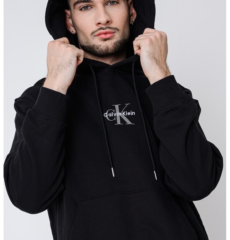 Худи с лого и джоб кенгуру - Черен CALVIN KLEIN JEANS