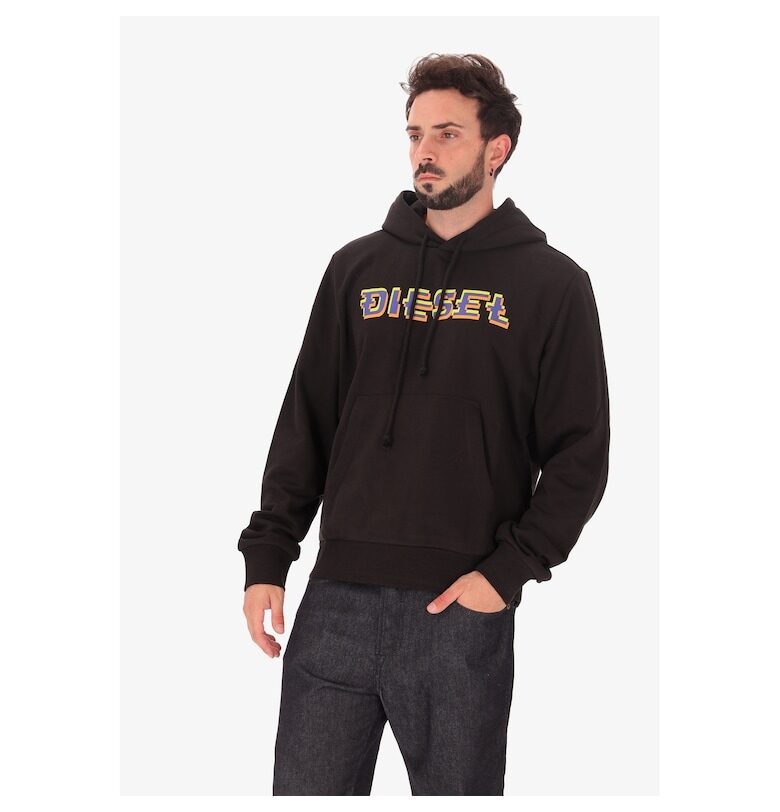 Худи с лого и джоб кенгуру - Черен Diesel