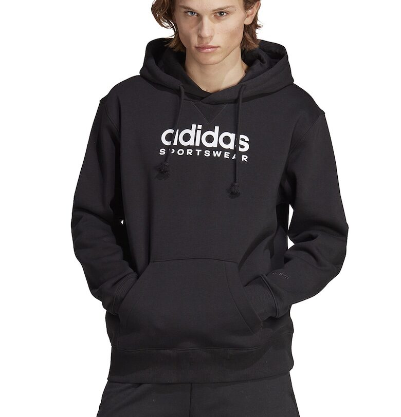 Худи с лого и джоб кенгуру - Черен/Бял adidas Sportswear