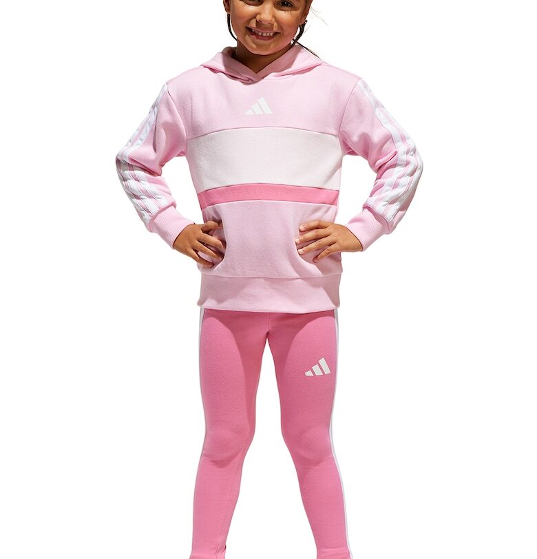 Худи с лого и клин - Пастелнорозов/Бял adidas Sportswear