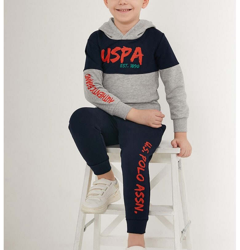 Худи с лого и спортен панталон - Ултрамарин синьо/Сив меланж US Polo Assn