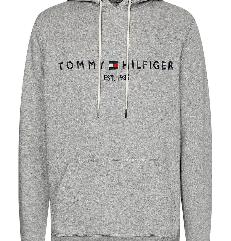 Худи с органичен памук и бродирано лого - Ултрамарин синьо/Сив меланж Tommy Hilfiger