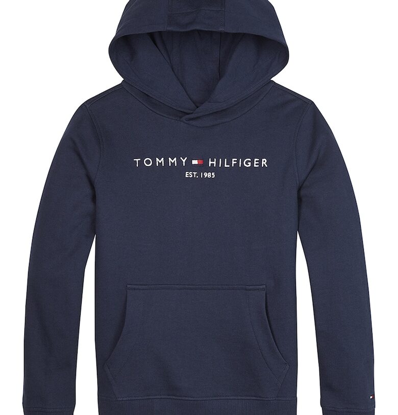 Худи с органичен памук и лого - Бял/Тъмносин Tommy Hilfiger