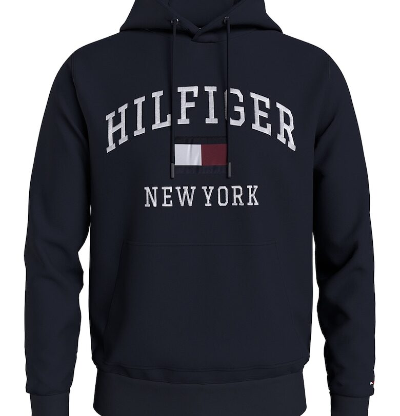 Худи с органичен памук и лого - Бял/Тъмносин Tommy Hilfiger