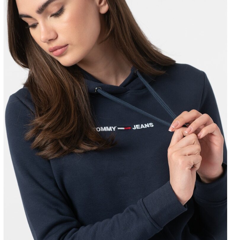 Худи с органичен памук с джоб кенгуру - Тъмносин Tommy Jeans