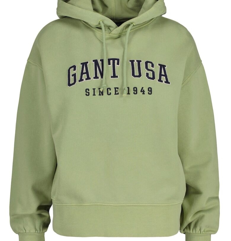 Худи с паднали ръкави и лого - Зелен Gant