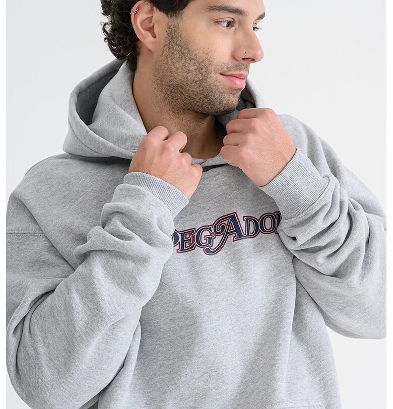 Худи с паднали ръкави и лого - Светлосив меланж Pegador