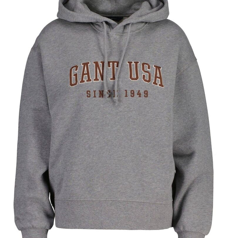 Худи с паднали ръкави и лого - Сив Gant