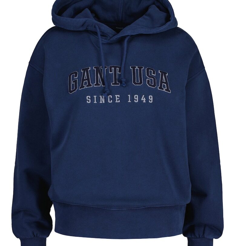 Худи с паднали ръкави и лого - Син Gant