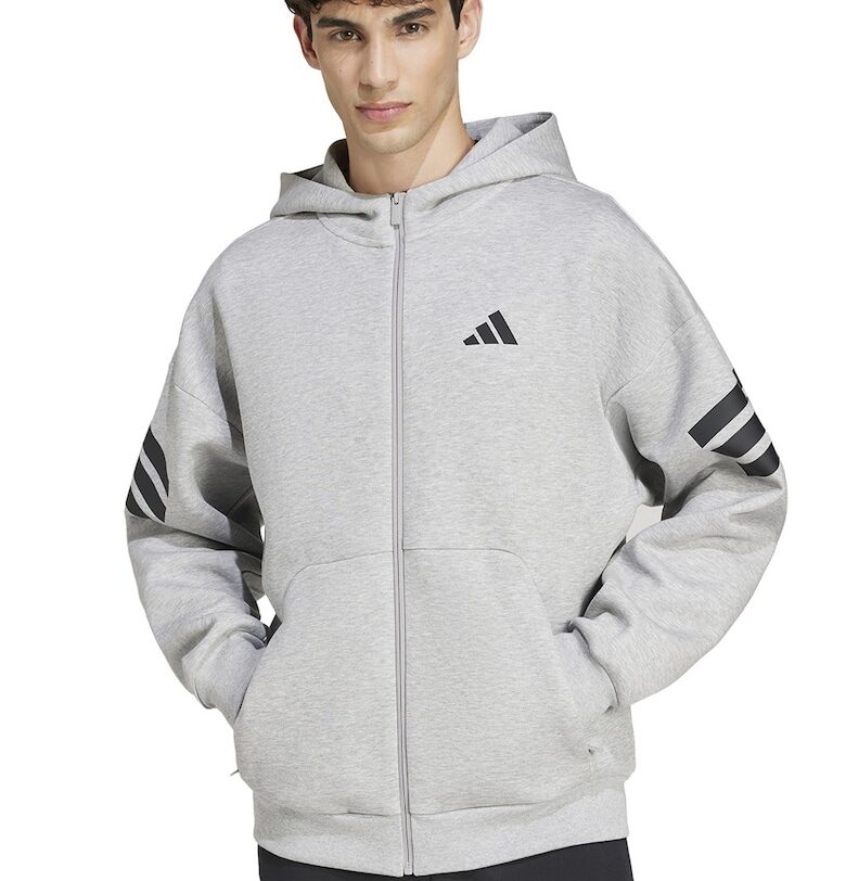 Худи с паднали ръкави и цип - Черен/Светло сив adidas Sportswear